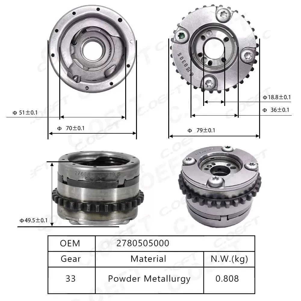 New Automatic Cam Gear Pulley Camshaft Phaser Engine Camshaft Pulley A2780505000 for Mercedes-Benz M278