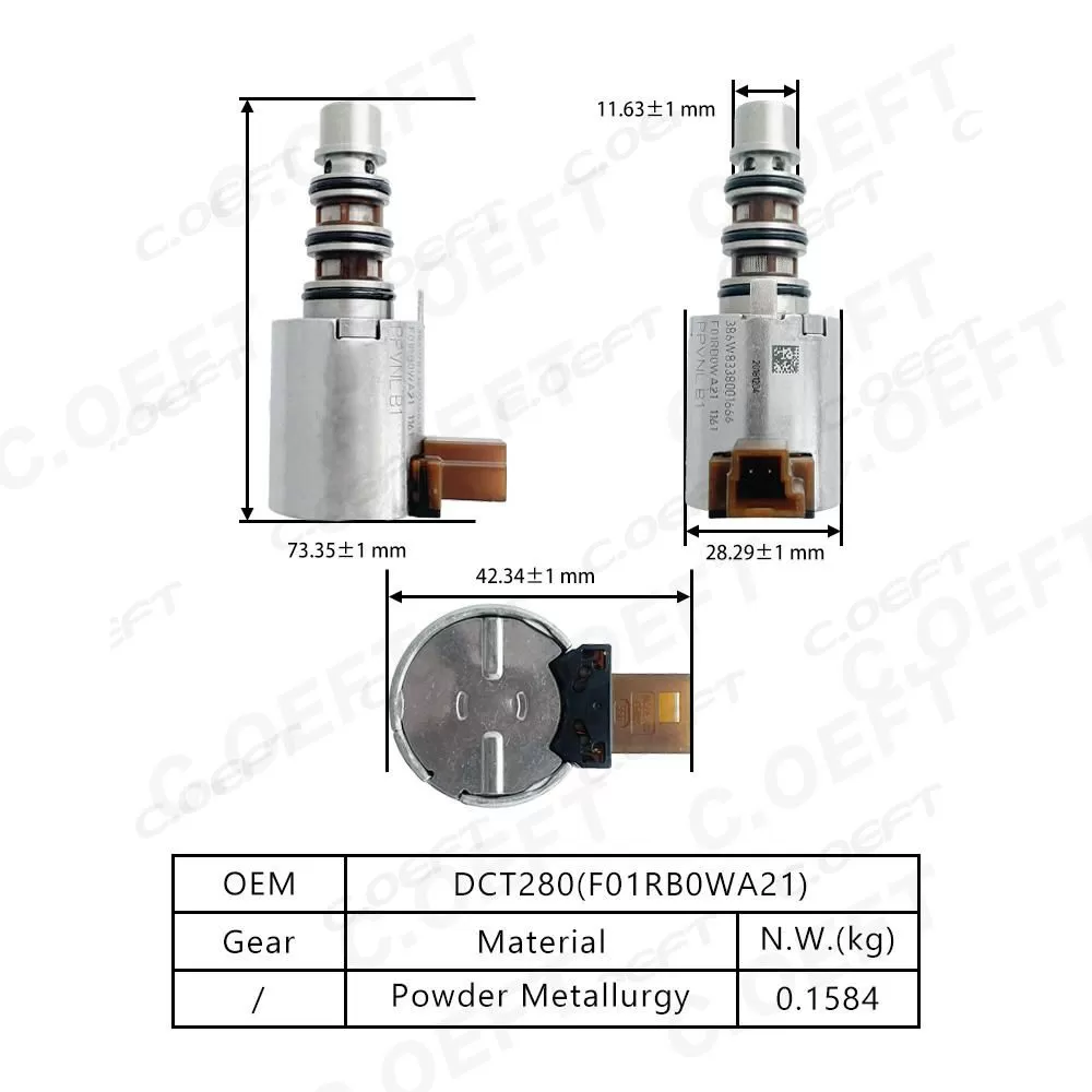 High Quality Refabricated Transmission Solenoid Valve F01RB0WA21 for Roewe DCT280 Gear Boxes