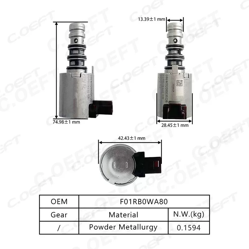For Geely Xingyue 7DCT380 Transmission Solenoid Valve (Black 8 hole) F01RB0WA80