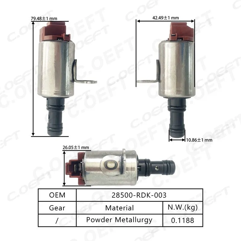 For Honda Transmission Solenoid Valve 28500-RDK-003